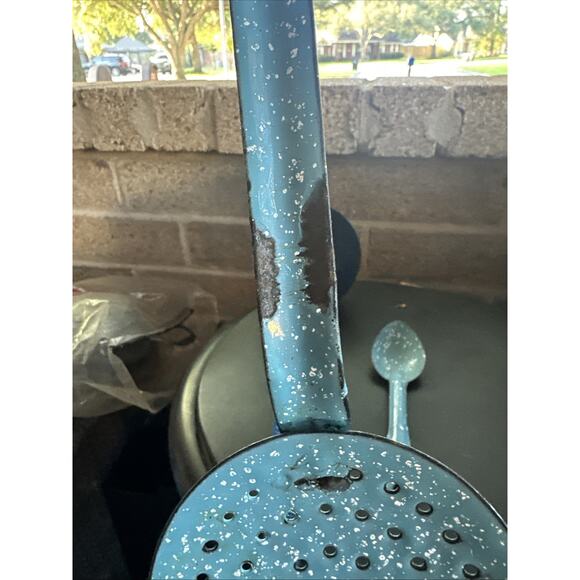 Antique Primitive Soup Food Ladle And Strainer Farm House Kitchen Decor Cooking - Picture 7 of 8